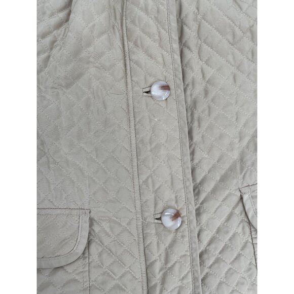 Talbots Quilted Beige Longline Jacket Womens Medium Lightweight Coat Minimalist - Picture 9 of 11